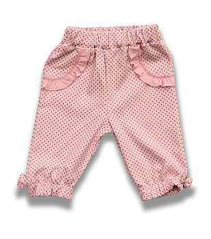 Розов памучен бебешки панталон на точки снимка
