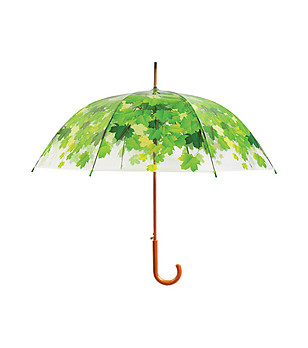 Прозрачен чадър с принт Листа снимка