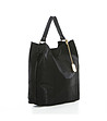 Черна кожена дамска чанта с релеф-1 снимка