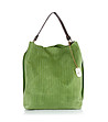 Дълбока кожена дамска чанта в зелено-0 снимка