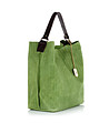 Дълбока кожена дамска чанта в зелено-1 снимка