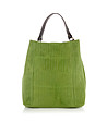 Дълбока кожена дамска чанта в зелено-2 снимка