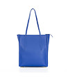 Синя кожена дамска чанта с дълги дръжки-1 снимка