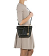 Трапецовидна кожена дамска чанта в черно-4 снимка