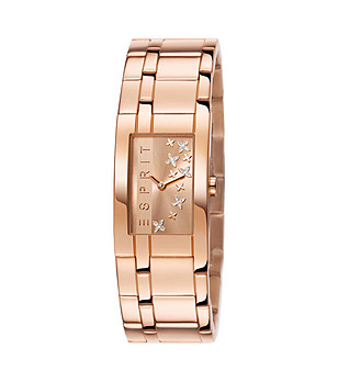 Розово-златист дамски часовник с декорация снимка