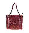 Червена кожена дамска чанта на цветя Marion-0 снимка