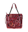 Червена кожена дамска чанта на цветя Marion-1 снимка