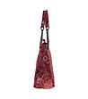 Червена кожена дамска чанта на цветя Marion-3 снимка