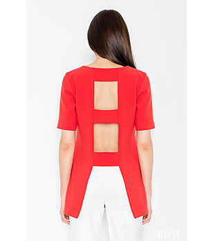 Червена дамска блуза с ефектен гръб Berta снимка