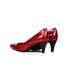 Червени кожени дамски обувки на ток-2 снимка