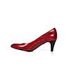 Червени кожени дамски обувки на ток-4 снимка