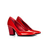 Червени кожени дамски обувки с масивен ток-0 снимка