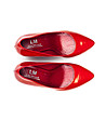Червени кожени дамски обувки с масивен ток-1 снимка