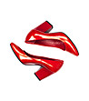 Червени кожени дамски обувки с масивен ток-4 снимка