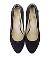 Черни дамски кожени обувки с контрастни елементи-1 снимка