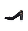 Черни дамски кожени обувки с контрастни елементи-2 снимка