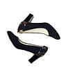 Черни дамски кожени обувки с контрастни елементи-4 снимка