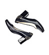 Черни дамски кожени обувки с двуцветен ток-4 снимка