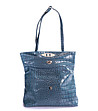 Синя дамска чанта с релеф-2 снимка