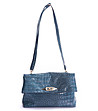 Синя дамска чанта с релеф-3 снимка