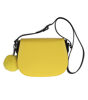 Жълта дамска чанта от естествена кожа Connie снимка