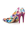 Многоцветни кожени дамски обувки на цветя-4 снимка