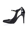 Черни дамски обувки от естествена кожа на ток-2 снимка