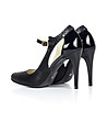Черни дамски обувки от естествена кожа на ток-4 снимка