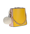 Кожена дамска чанта в жълто и розово Brooke-2 снимка