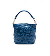 Синя кожена дамска чанта Denise-0 снимка