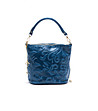 Синя кожена дамска чанта Denise-1 снимка