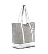 Кожена дамска чанта в сиво и сребристо Regina-1 снимка