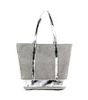 Кожена дамска чанта в сиво и сребристо Regina-2 снимка
