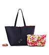 Двулицева дамска чанта с флорални мотиви-0 снимка