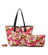 Двулицева дамска чанта с флорални мотиви-1 снимка