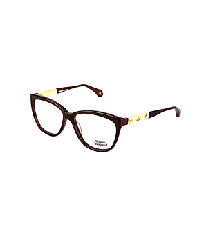 Дамски рамки за очила в цвят бургунд със златисти елементи снимка
