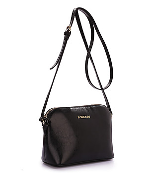 Черна дамска кожена чанта за рамо Ziva снимка
