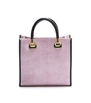 Розова дамска чанта от естествена кожа Sonia снимка