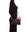 Черна кожена дамска чанта тип клъч Valerie-4 снимка