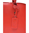 Червена кожена дамска чанта Tiffany-2 снимка