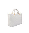 Бяла кожена дамска чанта с ромбовидни шевове-0 снимка