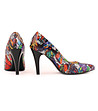 Многоцветни кожени дамски обувки на ток-3 снимка