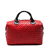 Червена кожена дамска чанта с фигурални мотиви Evana-1 снимка