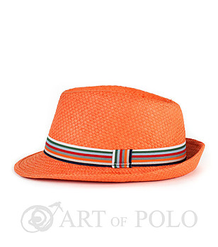 Оранжева шапка трилби с многоцветна лента Zefira снимка