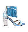 Сини дамски кожени сандали с ресни Magi-0 снимка