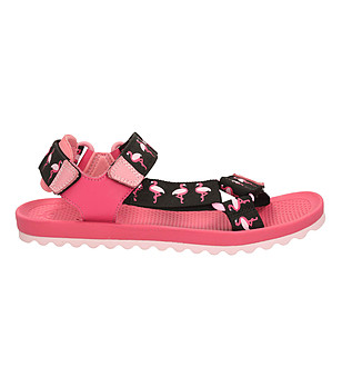 Детски текстилни сандали в розово и черно снимка