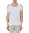 Бяла дамска блуза с прозрачни детайли-0 снимка