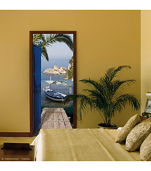 Декоративен стикер за врата Изглед към морето снимка