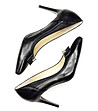 Черни дамски обувки от естествена кожа на ток-3 снимка