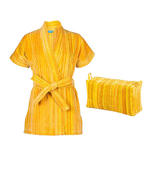 Комплект от халат и несесер в жълто Shadows снимка